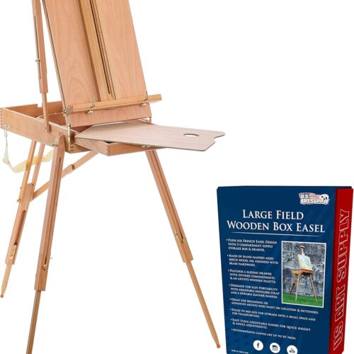 81mAkCeT5NL._AC_SL1500_ Coronado Large Wooden French Style Field and Studio Sketchbox Easel with Artist Drawer