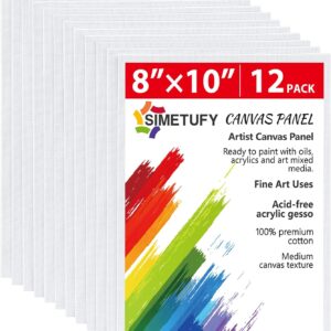 Canvas for Painting 12 Pack 8x10 Canvas Boards for Painting