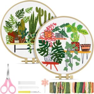 Cactus Embroidery Kit for Beginners Include Embroidery Cloth Hoops