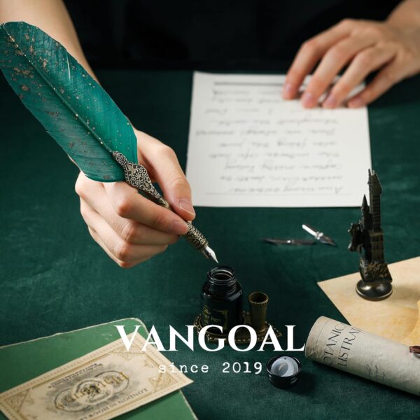 Vintage Green Feather Pen and Ink Set, Classic Series Goose Quill Pen 5