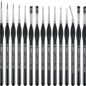Detail Paint Brushes Set, 15pcs Miniature Brushes for Fine Detailing & Art Painting