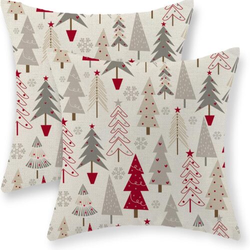 Christmas Pillow Covers 18x18 Set of 2 Christmas Decor Linen Pillowcase