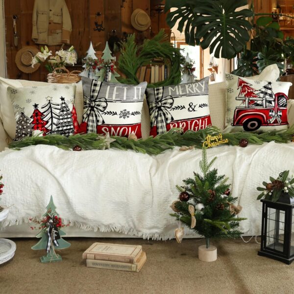 Christmas Pillow Covers Christmas Decor Set of 4 for Xmas Decorative Throw Pillowcase Winter 2