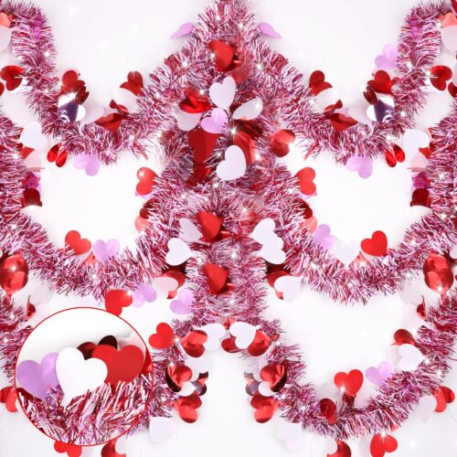 91KmbnQ5MPL._AC_SL1500_ 33 Ft Valentines Heart Tinsel Garland Decorations