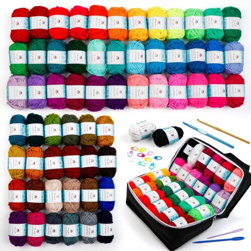 91i6otIwigL._AC_SL1500_ 62 Acrylic Yarn Skeins, 2170 Yards Yarn for Knitting and Crochet