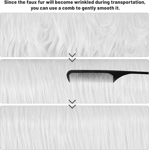 Anwyll Shaggy Plush Faux Fur Fabric,2x60Inch White Faux Fur Trim by The Yard,Precut Strips Fluffy Fuzzy Christmas Craft Faux Fur Ribbon for Christmas Tree Decor Wreath Santa Hair Dwarf Cosplay Costume 4