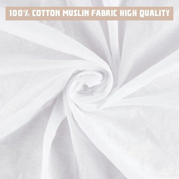 Muslin Fabric 100% Cotton Muslin Linen Fabric 59 inch x 5 Yards Medium Light Textile Bleached White Cotton Fabric by Yard for Sewing Apparel Cloth 2