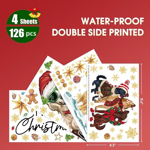 Horaldaily 128 PCS Christmas Window Cling Sticker, Xmas Ball Dog for Home Party Supplies Shop Window Glass Display Decoration 4