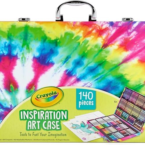 Crayola Inspiration Art Case Coloring Set - Tie-Dye (140ct), Art Set For Kids, Kids Art Supplies, Holiday Gift for Girls & Boys, Ages 5, 6, 7 [Amazon Exclusive]