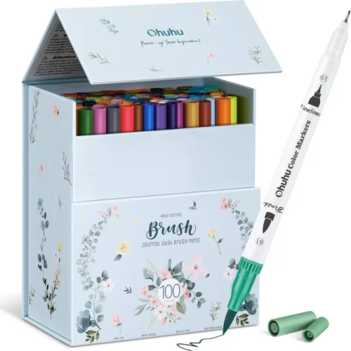 100 Colors Art Markers Set Ohuhu Dual Tips Coloring Brush Fineliner Color Marker