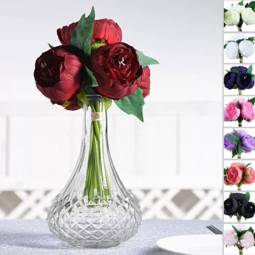 s-l1600 (68) 10-Inch tall Silk Artificial Peony Flowers Bouquet Wedding Home Centerpieces