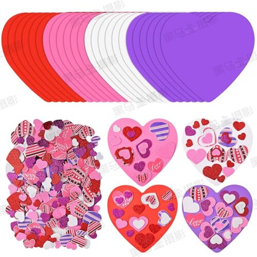 386 Pcs Valentine's Foam Heart Stickers Kit