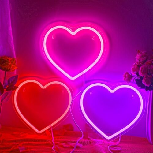 3 Pcs Heart Neon Sign Valentine's Day Decoration