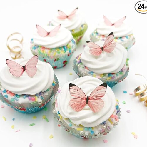 Small Pastel Pink Butterfly Cake Toppers