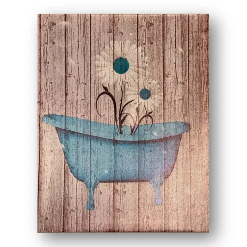1 Blue and White Daisy in the Bathtub Wall Art Canvas