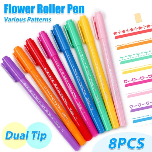 1 8 Colored Curve Highlighter Pen Set