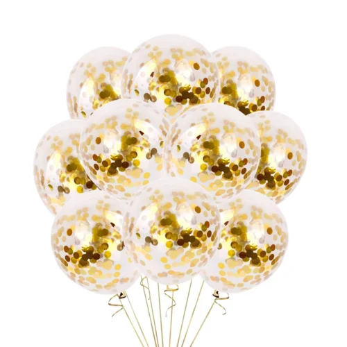 12 Gold Confetti Balloons