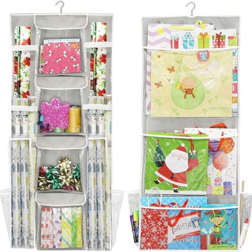 1 Double-Sided Hanging Gift Wrap Organizer