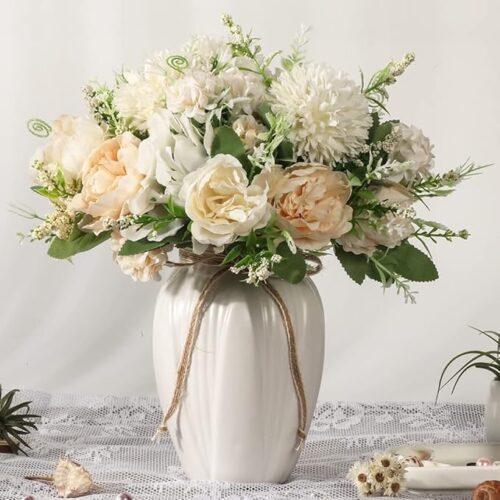 1 Peonies Artificial Flowers in Vase