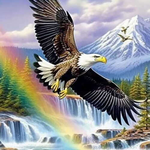 Diamond Painting Rainbow Snow Mountain Eagle Full Drill