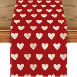Red Love Heart Valentine's Day Table Runner