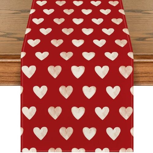 1 Red Love Heart Valentine's Day Table Runner