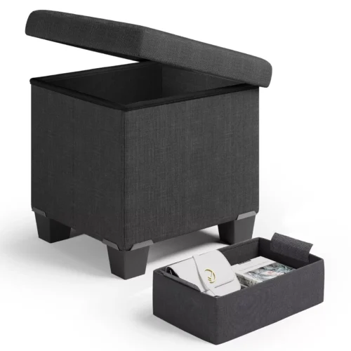 Storage Ottoman Cube with Storage Bin
