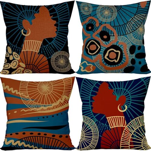 1 African Throw Pillow Covers 18x18 Set of 4