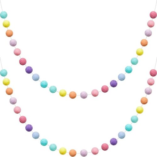 2 Pieces Wool Felt Ball Garland Colorful Pom Pom Garland