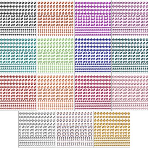2580 pcs Rhinestone Stickers in 15 Colors & 3 Sizes