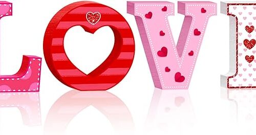 1 Valentines Day Love Wooden Table Signs Decorations 4pcs
