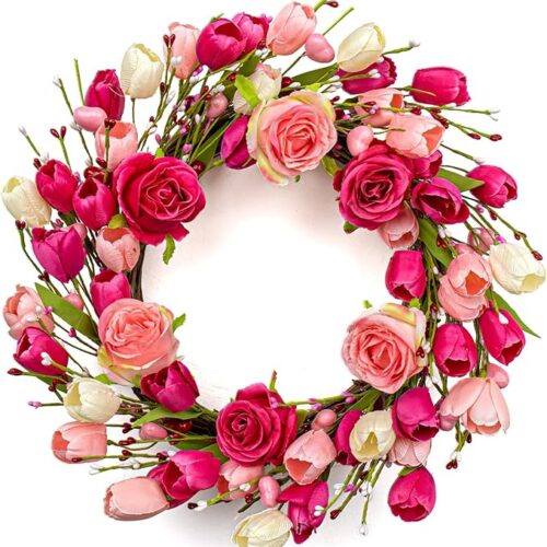 Valentines Floral Wreaths with Rose Tulips Flowers