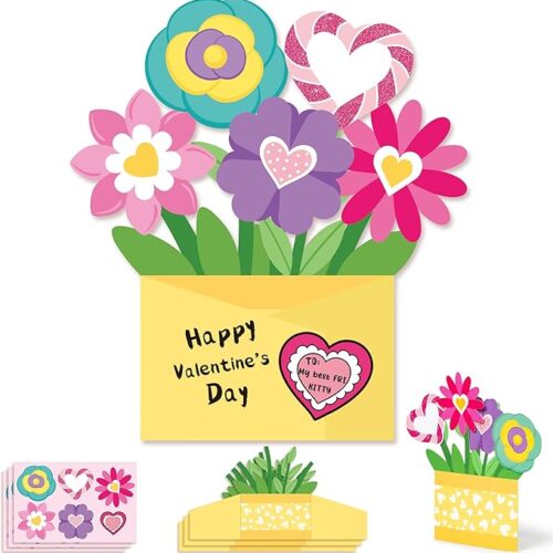 1 28PCS DIY Valentine's Day Flower Pot Craft Kit