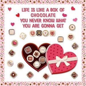 Valentine’s Day Chocolate Box Bulletin Board