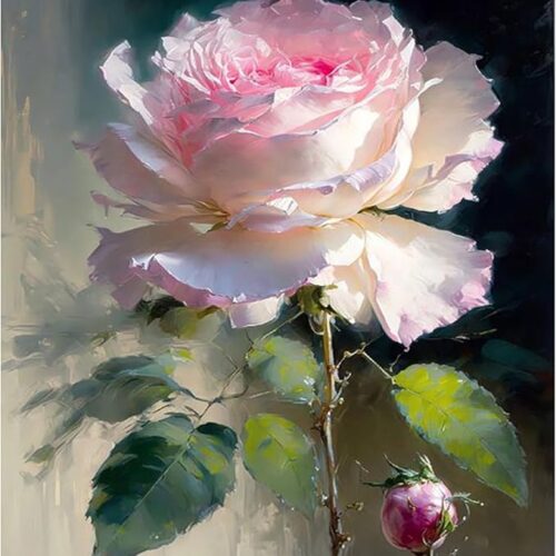 1 Flower Paint by Number on Canvas Without Frame