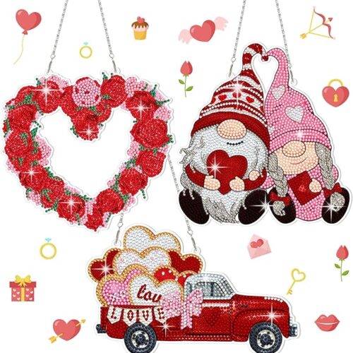 3 Set Valentine's Day Diamond Painting Hanging Sign