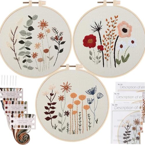1 Stamped Cross Stitch Kits with Cute Flowers and Plants