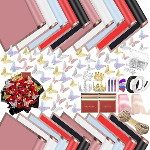 1 Waterproof Floral Wrapping Paper 3D Butterfly Decor Crowns