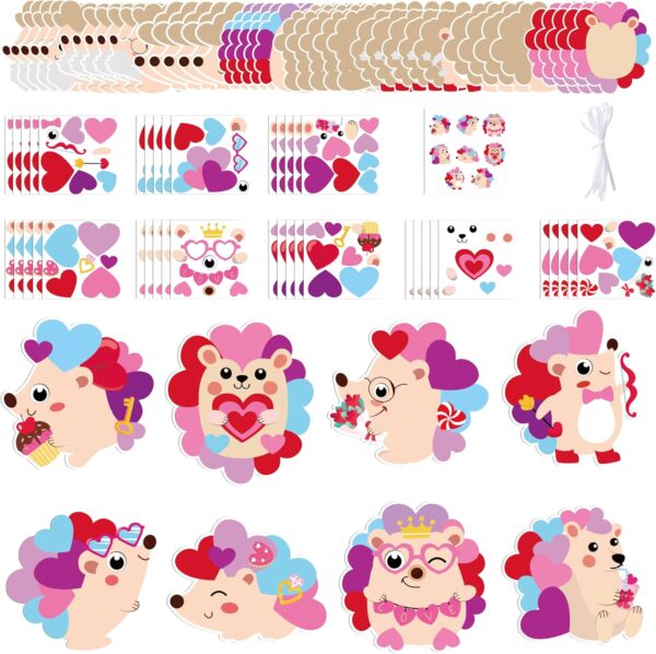 123Pcs Valentine's Day Hedgehog Craft Kit for Kids 1