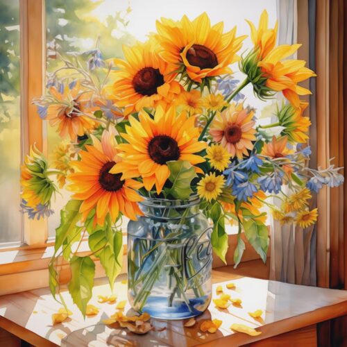 Flowers Diamond Painting Kits, Wall Decor 14x14 inch