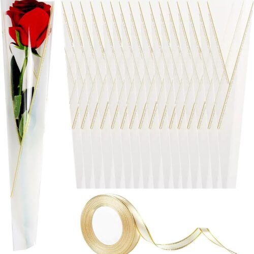 1 100pcs Single Flower Sleeves with BONUS Ribbons