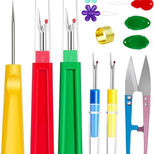1 Seam Rippers for Sewing – 2 Big and 2 Small Stitch Remover Tools, Thread Ripper, Embroidery Removal Tool, with Needle Threaders