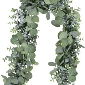 5.9' Long Faux Leaves Greenery Artificial Silver Dollar Eucalyptus Garland