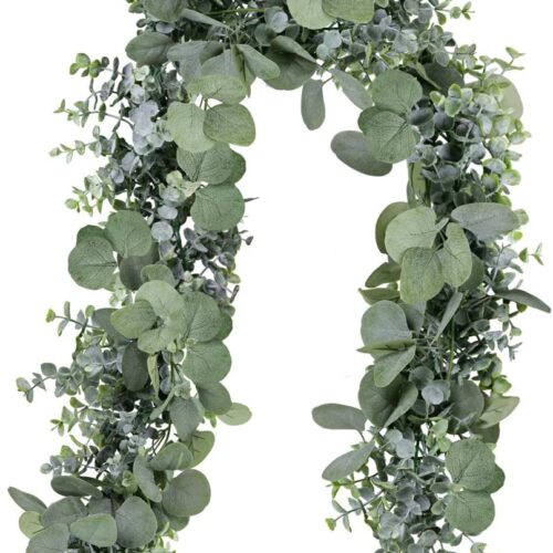 5.9' Long Faux Leaves Greenery Artificial Silver Dollar Eucalyptus Garland