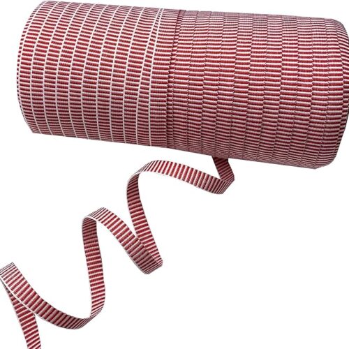 Red and White Peppermint Striped Grosgrain Ribbon