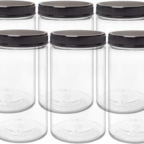 32 oz Clear Plastic Jars with Lids, Storage Containers