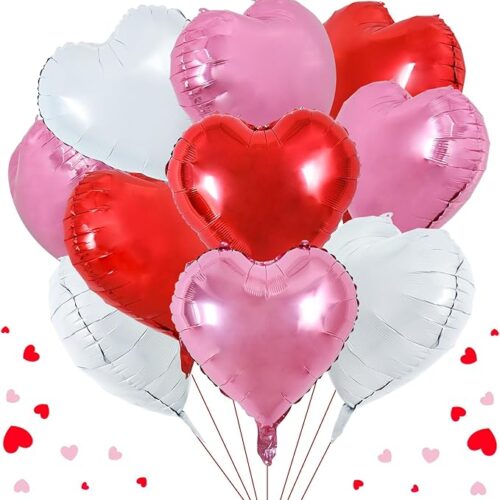 20pcs Heart Balloons 18 inch Metal Color Heart Shape Foil Balloons