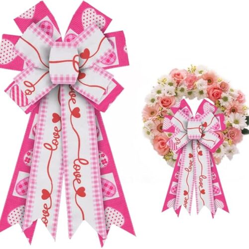 Pink Heart Wreath Bows Valentine