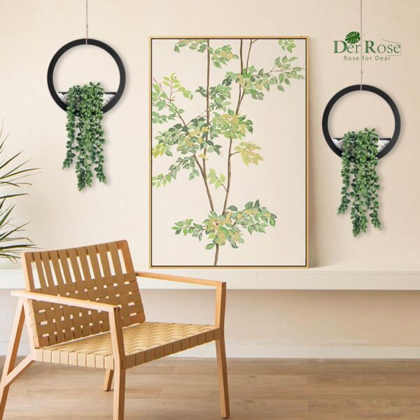 2 Pack Fake Plants Hanging Artificial Succulents Plants in Black Pots 5