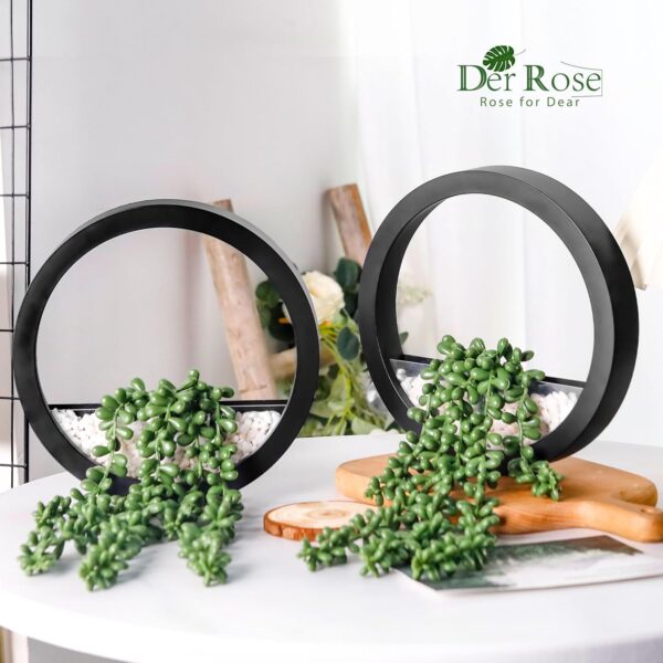2 Pack Fake Plants Hanging Artificial Succulents Plants in Black Pots 3